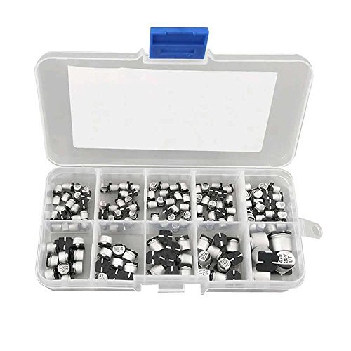 DollaTek Scatola nominale condensatore SMD, 145 Pezzi di 10 valori Kit assortimento condensatori elettrolitici SMD da 0,47 a 470uF
