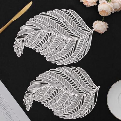 Image of Dakshya Industries Set of 2 PVC Waterproof Table Placemats (45x30 cm) - Heat Resistant, Washable Dining Mats (Silver)