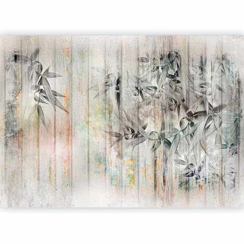 murando Photo Wallpaper Abstract 392x280 cm / 155x111 Peel and Stick Self-Adhesive Foil Print Wall Mural Hallway Leaves Nature Vintage Wood b-C-10104-a-a