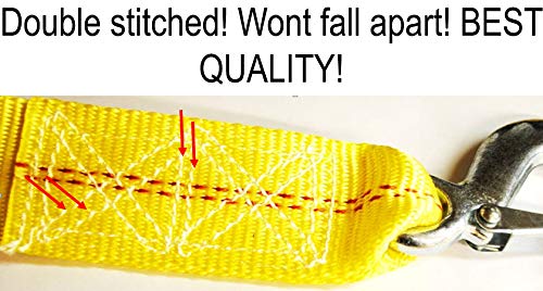 Sangle de rechange pour treuil jaune anti-rupture avec crochet de sécurité pour remorque