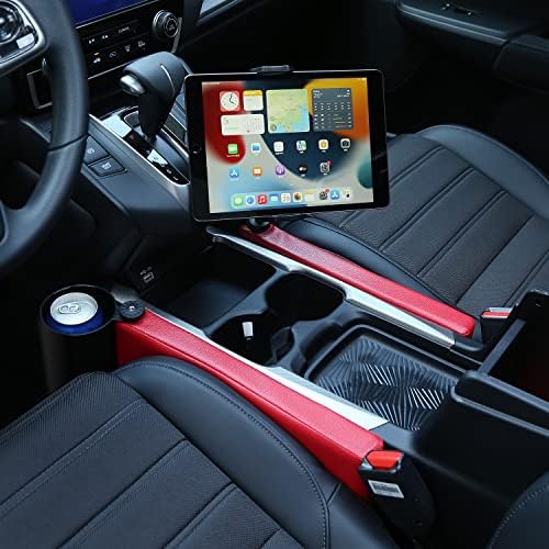 Movecup Car Seat Gap Organizer with Cup Holder & Phone Mount , Car Seat Gap Filler with Cup Holder，Multifunctional Car Seat Organizer (Red)