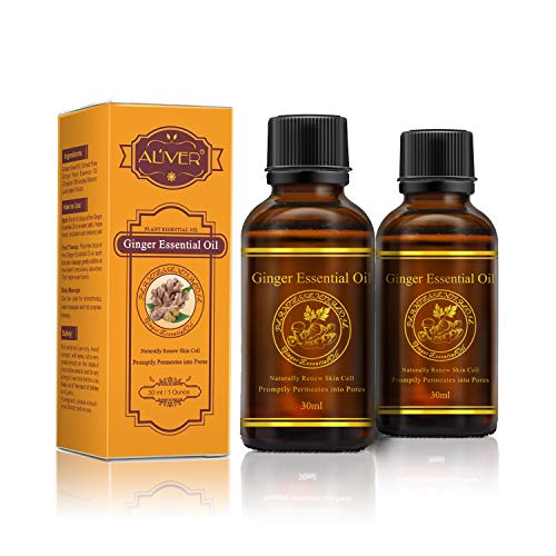 Pure Ginger Oil, Natural Lymphatic Drainage Ginger Essential Oils, Natural Therapeutic Massage Oil Promote Blood Circulation, Relieve Muscle Soreness 2pcs