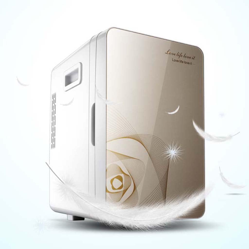 The harvest season- 20L Pink Car Refrigerator, Mini Fridge Car Dual-use Hot And Cold Dual Use Cabinet Type 220V AC/12V DC (Color : Gold)