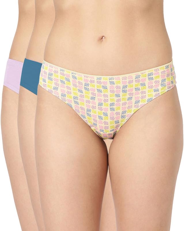 blossom Women's Low Waist with Concealed Elastic Stretch Cotton Bikini Panties_Mulberry Assorted Pack of 3-picture-12