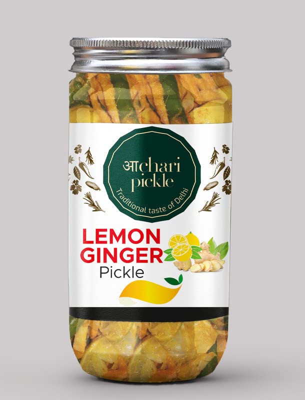 Limón+pepinillo de jengibre Neembu+Adrak Ka Aachar(400G) - Receta de la madre  Pepinillo orgánico del norte de la India  Limón+pepinillo de jengibre