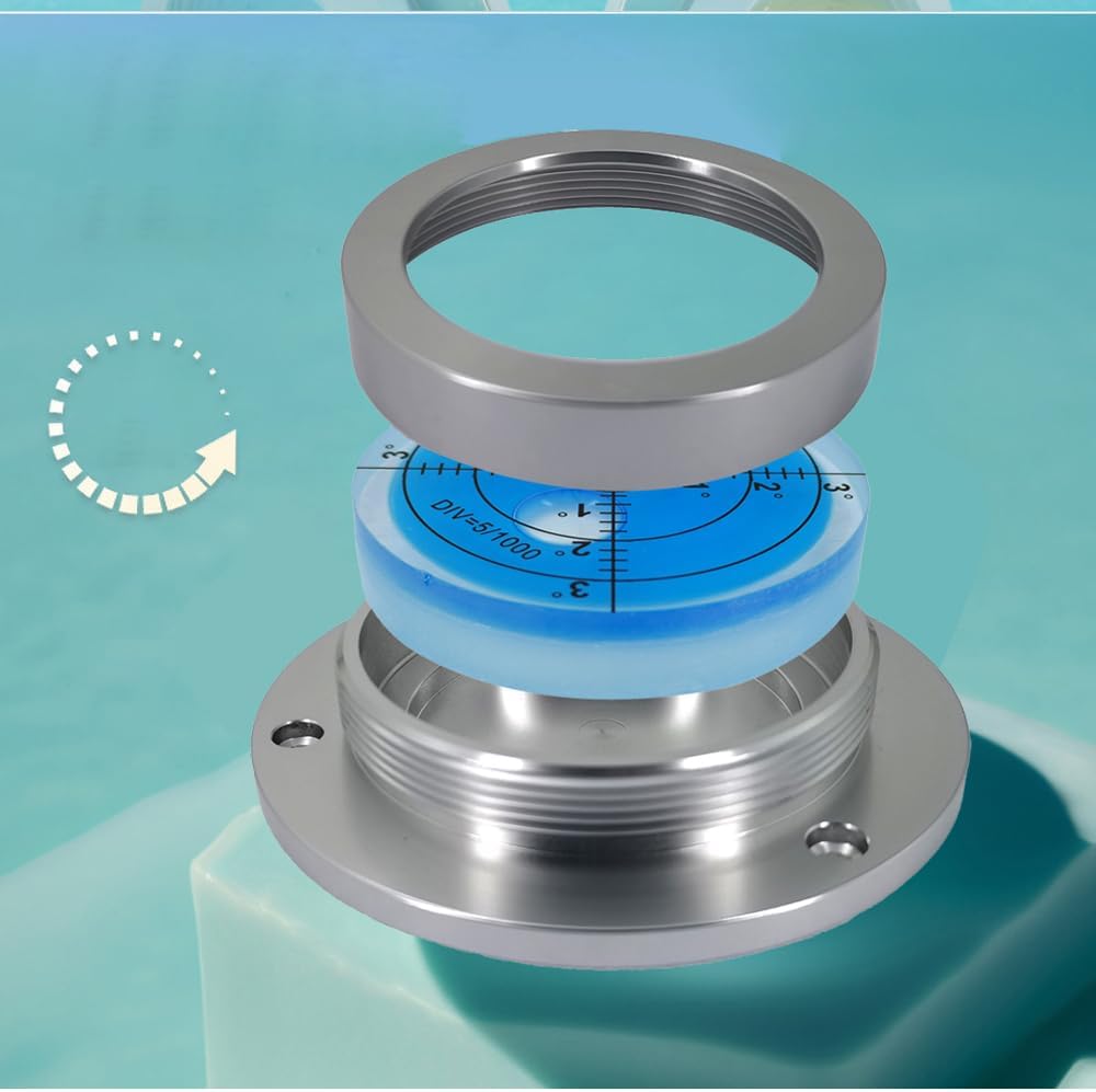 90MM Universal Horizontal Bubble Leveler Level with Replaceable Bubble Design Glass Bubble High Temperature Resistance (Glass night light+acrylic blue)