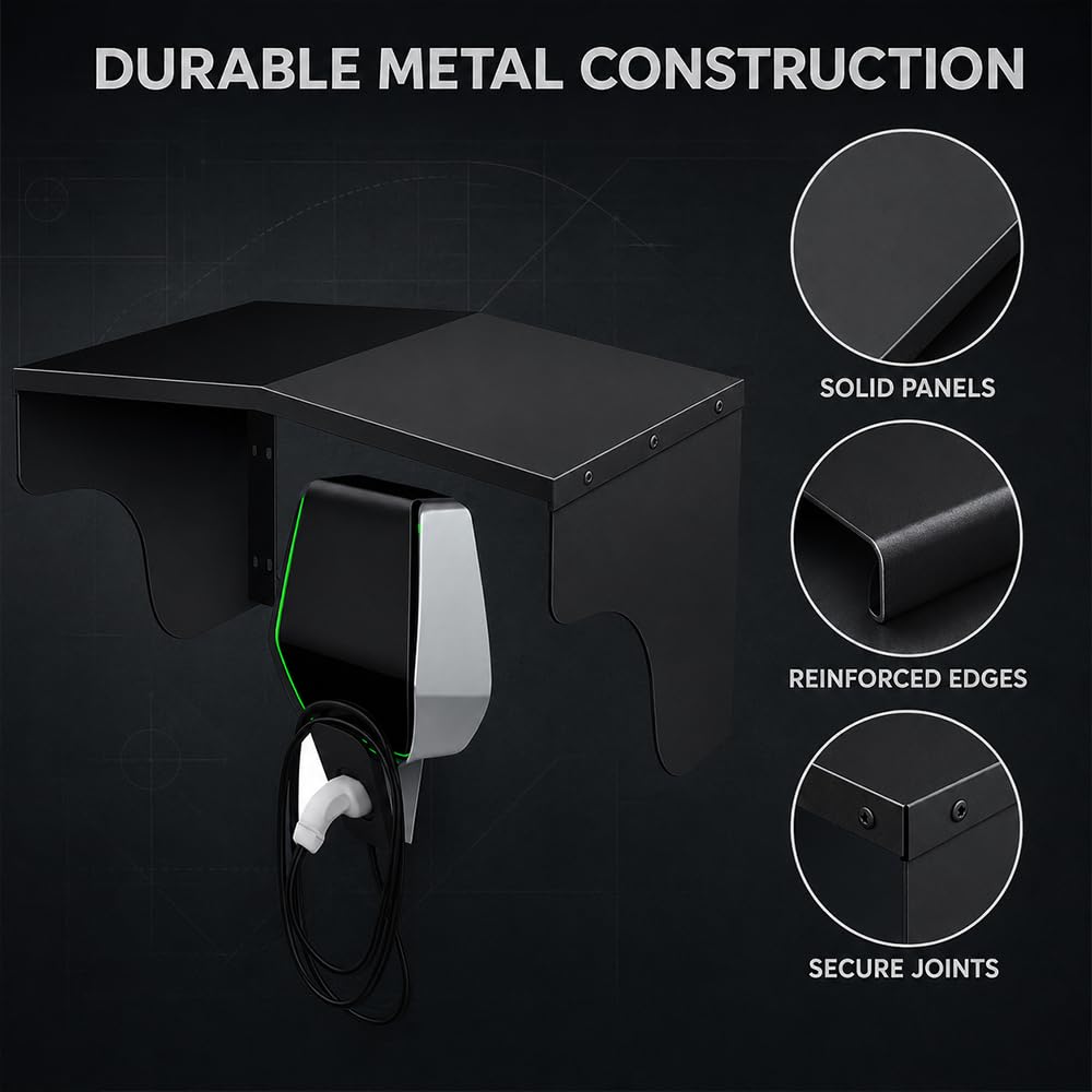 Cubierta Estación Carga Coche para MG HS Plug-In Hybrid 2021-2026, Intemperie Dosel Resistente Montado Pared Protector Estación