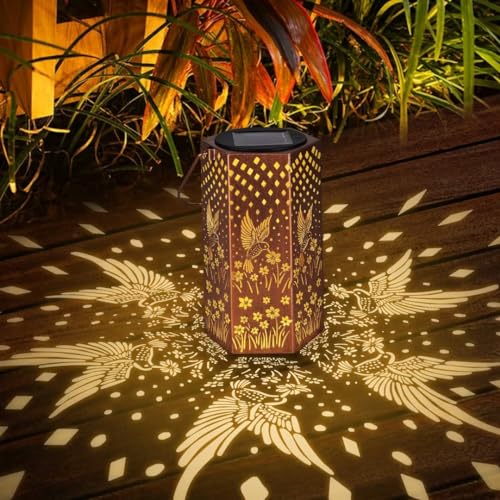 Gifts for Women Men Mom Hummingbird Solar Lights Outdoor - Mothers Day Gifts Solar Lanterns Outdoor Waterproof Garden Decoration for Outside, Outdoor,