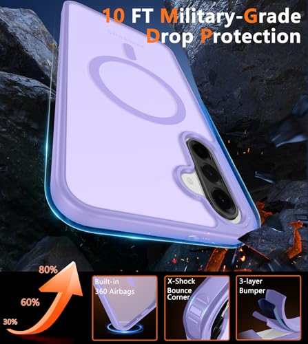 Image of FNTCASE for Galaxy A26 5G Phone Case: Magnetic Matte Translucent Military Grade Drop Protection Cell Phone Cover - Slim Rugged Durable Shockproof Protective for Samsung A26 Cases - Light Purple