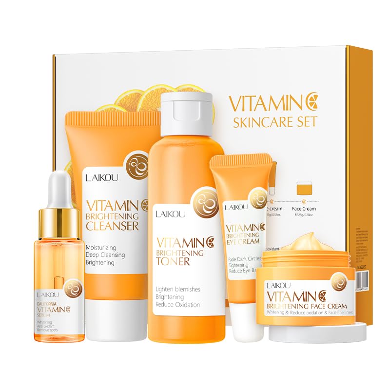 Miniatura 1 de Kit de cuidado de la piel con vitamina C, juego de regalo para el cuidado de la piel 5 en 1, kits de cuidado de la piel facial que contienen