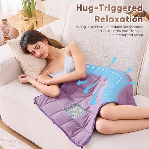 Purple Weighted Lap Blanket for Adults 7lbs, 24"x29" Cooling Heavy Throw Blanket, Portable Travel Weighted Blankets, Soft Small Blankets Gift for Sleeping