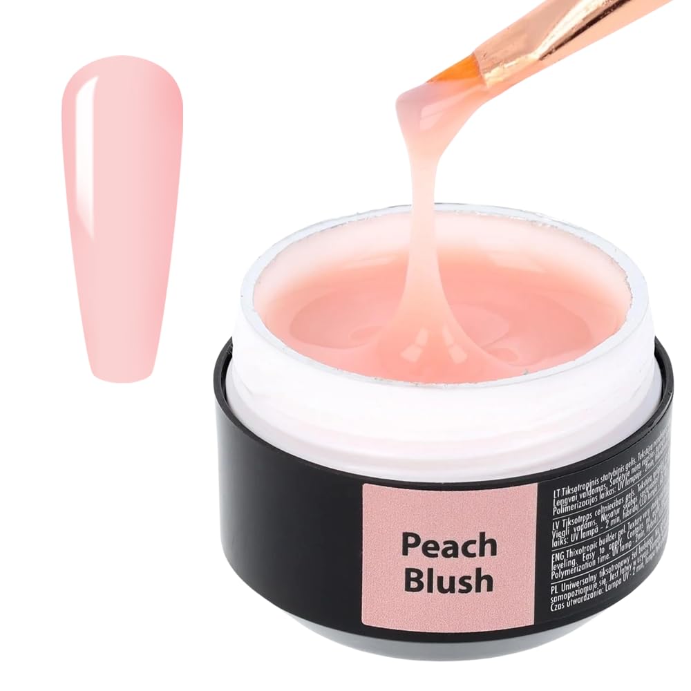 SINCERO Salon Builder Gel in Peach Blush - UV LED Nail Extension and Strengthener for French Manicures - 15ml