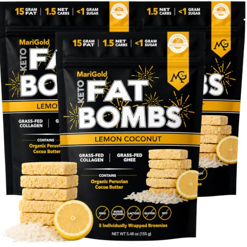 MariGold Keto Fat Bombs, Lemon Coconut - 3 Bags, 15 Servings