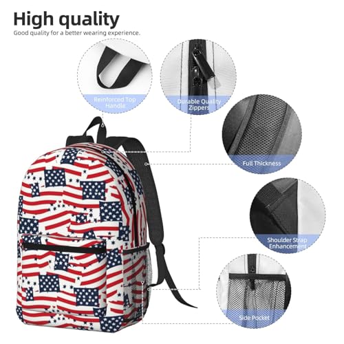American Flag Fashionable Daypack 17 Inches Zippers Backpack Double Shoulder Bag for Women Men3