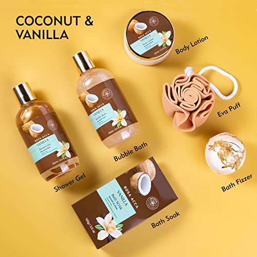 Spa Gift Basket for Women and Men, 7pcs Vanilla Coconut Bath and Body Self Care Set With Bath Bomb, Relaxation, Shower Gel, Parfume Lotion, Spa Kit, Skin Care Set, Birthday, Bridal Shower, Christmas - Thumbnail 3