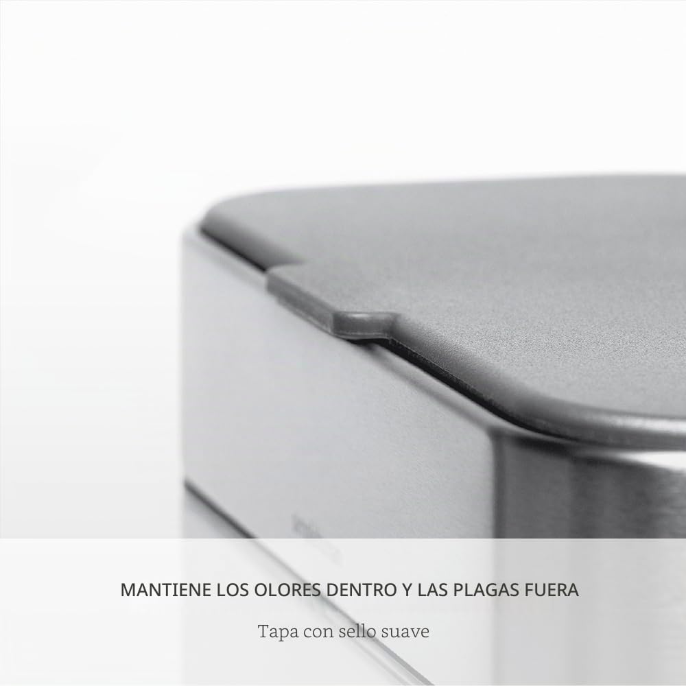 simplehuman CW1645 Cubo para basura orgánica, Cubo de compostaje de alimentos para la cocina, Cubo de basura de residuos orgánicos, Acero inoxidable cepillado, 4 L