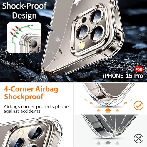 Image of TheGiftKart TPU Ultra-Hybrid Crystal Clear Back Cover Case For Iphone 15 Pro | Camera & Screen Protection Bumps | Shockproof Design | Hard Back Cover Case For Iphone 15 Pro (Transparent Bumper)
