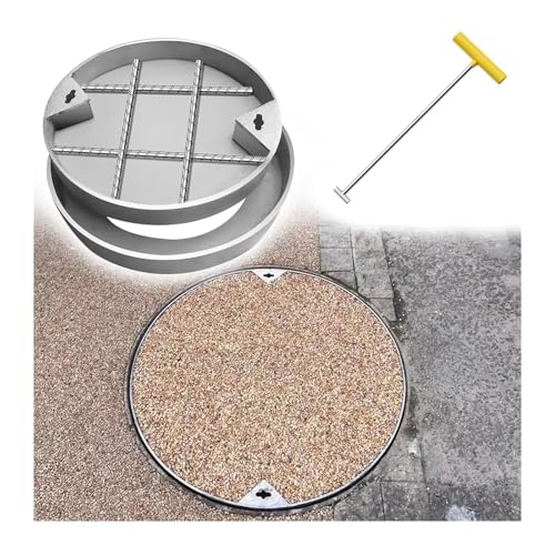 Runder unsichtbarer Schachtdeckel aus 304 Edelstahl, 45,7 bis 101,6 cm, abnehmbarer Klärgrubendeckel für unterirdische Pumpe, langlebiges verstärktes Design für Terrassen, Gärten und Schulhöfe