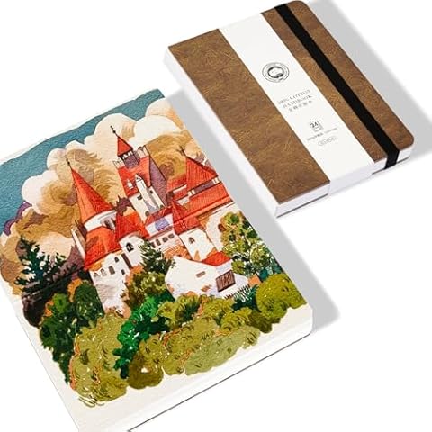Lightwish Watercolor Journal, 100% Cotton Cold Press Watercolor Paper,140lb/300gsm Acid-Free, 24 Sheets 5.12x7.48” Sketchbook for Adults, Students Cover