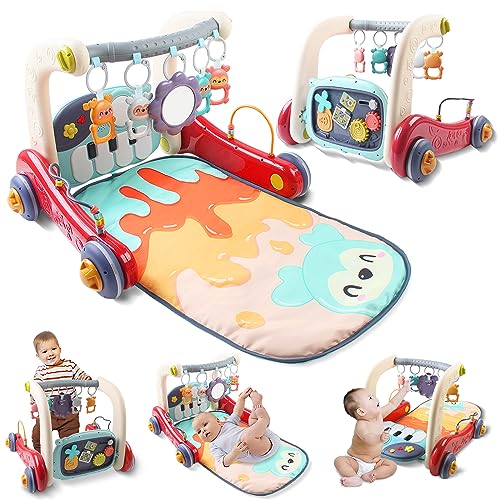 Image of ATUTEN Baby Play Mat Baby Gym,Baby Learning Walker Kick and Play Piano Gym Activity Center mat with 5 Infant Learning Sensory Toys, Music and Lights-Infant Play mat for Infant Newborn Toddlers