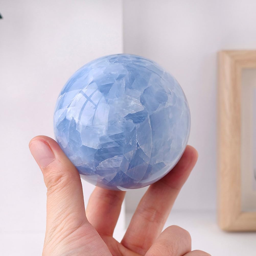Blue Quartz Magic Sphere Celestite Crystal Ball Feng Shui Home Decor Divination Ornament Rare Crystal Ball for Decoration,8~9cm
