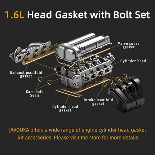 Image of Head Gasket Set with Bolts, 1.6L Fit for Ford Fiesta 1.6L 1596CC 97Cu. in. l4 Gas DOHC Naturally Aspirated 2011-2016 OE#HGS4313 ‎ES72797