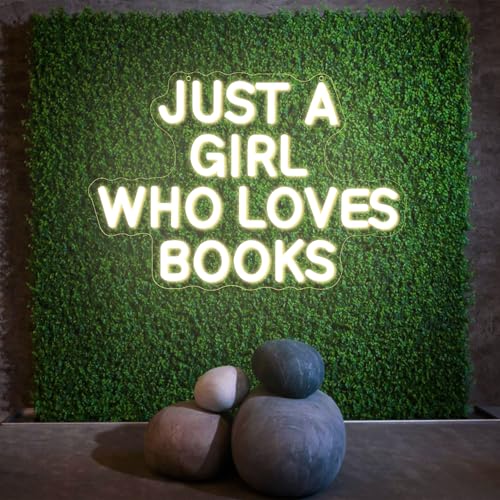 Image of Just a Girl Who Loves Books Neon Sign Dimmable Neon Signs for Wall Decor LED Library Sign USB Light Up Sign for Study Reading Room Bedroom Classroom Book Lover Book Reader Bookish Gifts for Women