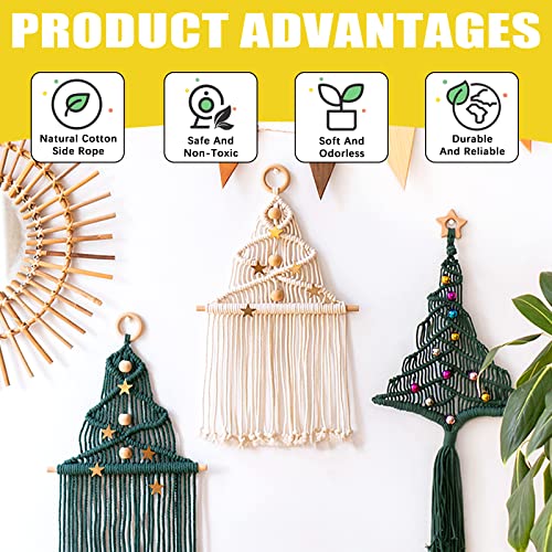 Mardatt 134 Pcs Macrame Kit with 218 Yards 3mm White& Black Macrame Cord - Image 4