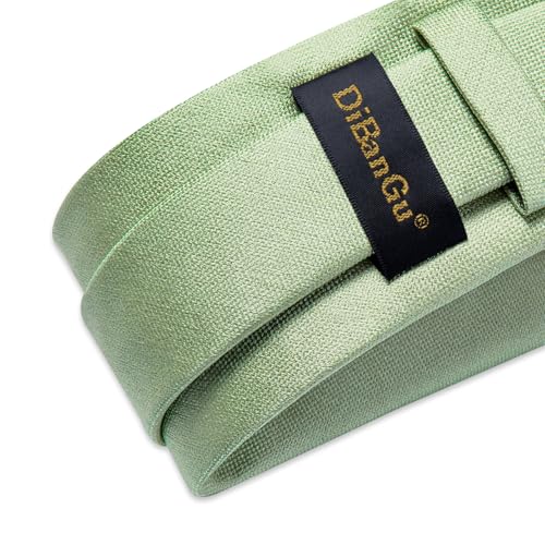 Image of DiBanGu Mens Solid Color Tie and Pocket Square Set Woven Silk Plain Necktie & Handkerchief for Men Wedding Party Formal