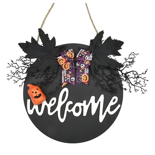 Frogued Decoración de Vacaciones Halloween Welcigua Firma Durable Coronitas de Madera de Madera Garland de Calabaza Espeluznante para Decoraciones para Fiestas en el hogar
