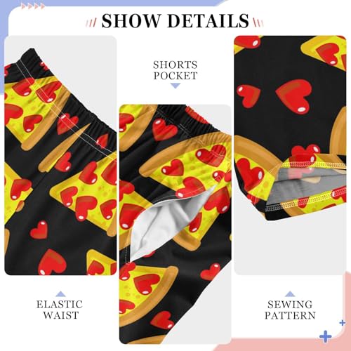VIGTRO Pajama Pants Long Sleep Bottoms Pizza Love Pattern Seamless, Soft Elastic Waist Lounge Pants with 2 Pockets Size M3