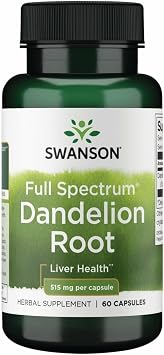 Swanson Dandelion Root, Stomach Health Support, 515 mg, 60 Capsules