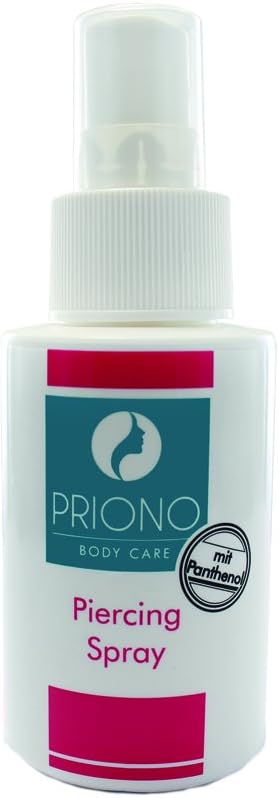 Priono® Piercing Spray for Cleaning Piercings Made in Germany With Panthenol 75 ml Piercing Care Piercing Spray for After-Care, Disinfection & Anti-Bacterial Topical Wound Cleaner – Septum Tragus