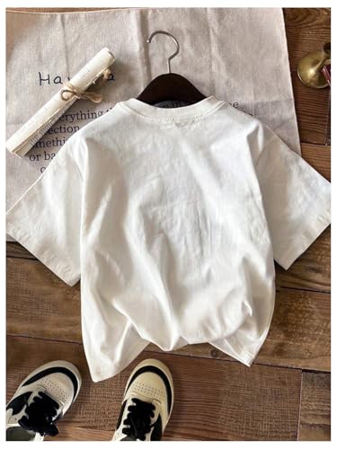 Image of RoseSeek Women's Graphic Letter Tee Crew Neck Drop Shoulder Trendy Summer T Shirt Short Sleeve Vintage Car Print Top