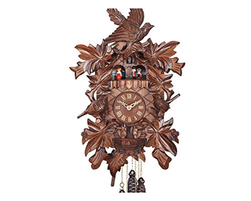 Alemán Reloj de Cuco 46cm niños “Espectacular” Madera Noble Acabados de altisima Calidad, Reloj de cucu en Madera Natural Tallada.