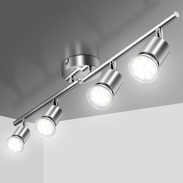 Ceiling Lights,4 Way Spot Lights 4 X GU10 LED Ceiling Lights Angle Adjustable Pendant Lighting Ceiling Rotatable Ceiling Lights for Living Room,Bedrooms,Hallway(Without Light Source)