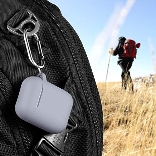 Image of AirPods Case Cover with Keychain, Full Protective Silicone AirPods Accessories Skin Cover for Women Girl with Apple AirPods Wireless Charging Case,Front LED Visible-Pebble