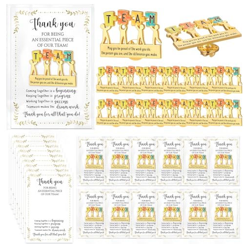Juinte Employee Appreciation Gifts Bulk, TEAM Puzzle Piece Lapel Pin with Inspirational Cards and Clear Bags, Coworker Staff Recognition Gifts for Office Team Volunteers(12 Pack,Be Proud) by Juinte - Used condition - US$11.24