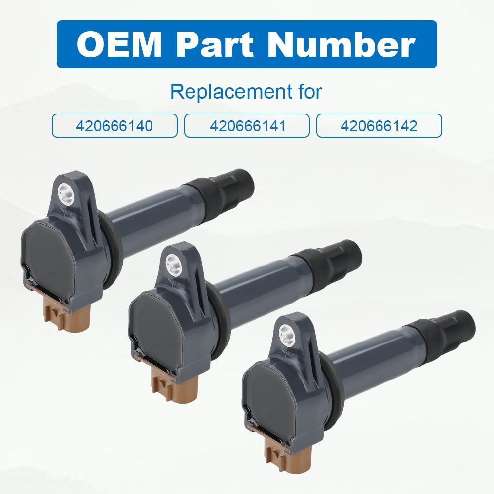 JDMON 3Pcs 420666140 420666141 420666142 Ignition Coils Pack Compatible with Sea-Doo GTI GTX RXT RXT GTS Wake 90 130 155 170 230 300 Spark 900 000 TRIXX 2014-2023