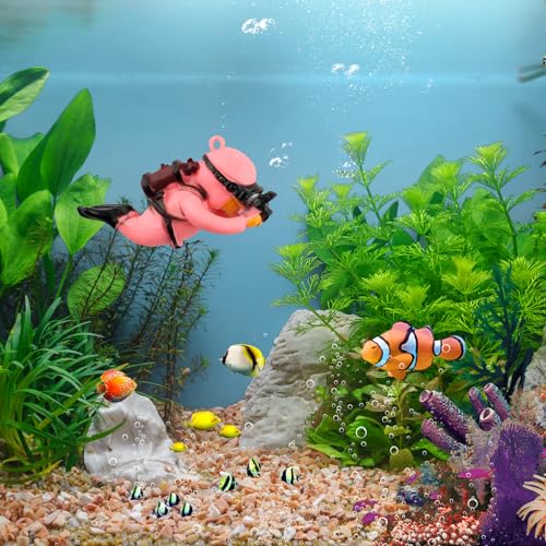 Image of onesimcr Floating Fish Tank Decorations, Aquarium Decorations, Lovely Diver Fish Tank Decorations, Floating Device Fish Tank Accessories,Suitable for All Kinds of Fish Tanks(Pink)