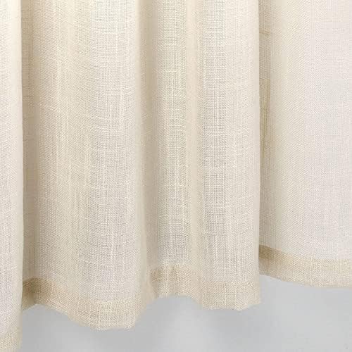 Miniatura 3 de Diamond Home Linens Juego de 3 cortinas de lino semitransparentes para ventana de cocina y cenefa de 36 pulgadas de largo, color beige.