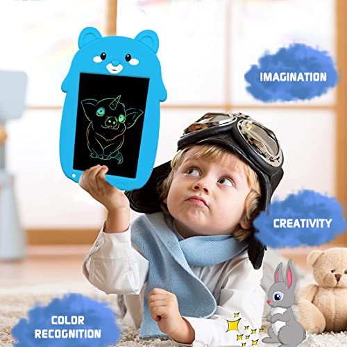 Image of Wembley Bear Design LCD Writing Pad /Tab | Writing, Drawing, Reusable, Portable Pad with Colorful Letters | 9 Inch Graphic Tablet | Writing Scribbling Pad for Kids, Adults with Stylus Pen - (Blue Bear)
