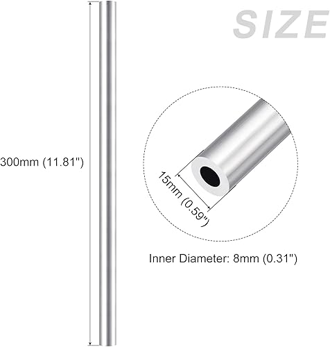 Miniatura 94 de METALLIXITY Tubo de aluminio 6063 (0.394 in de diámetro x 0.276 in de diámetro interior x 11.811 in de largo), 2 piezas, tubo redondo de aluminio