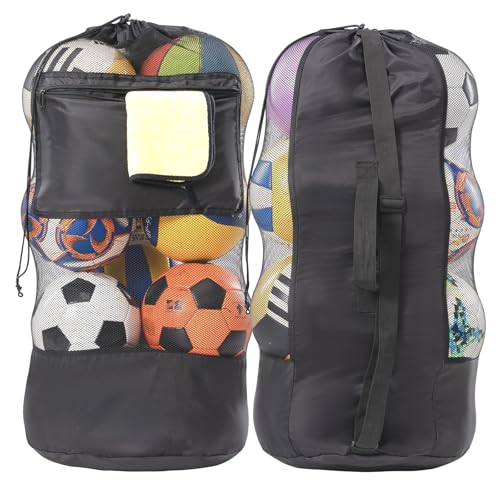 OrgaWise Extra Large Football Bag for Balls with Strap Handle and Pocket(10-15 Balls)