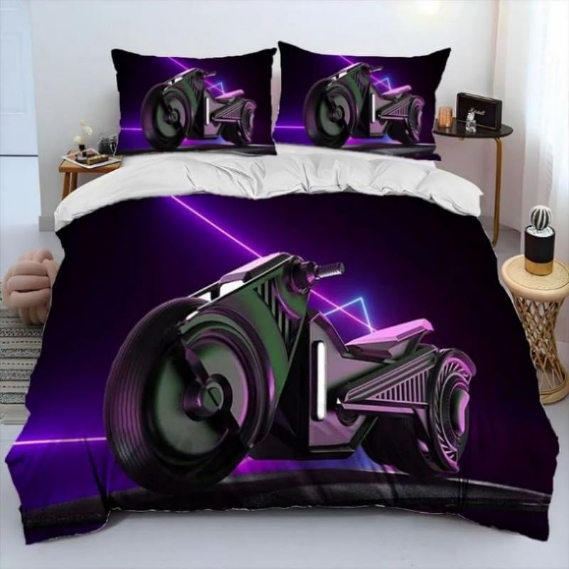 Parure de lit 140x200 avec housse de couette microfibre 110g violette impression 3D