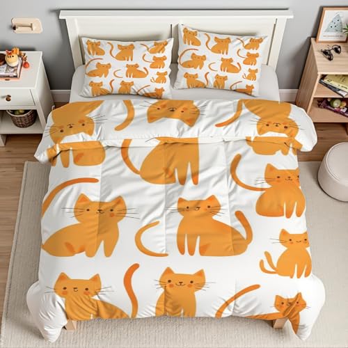 Parure de lit chat 200x200 cm fermeture éclair pour éviter la couette qui glisse - 3