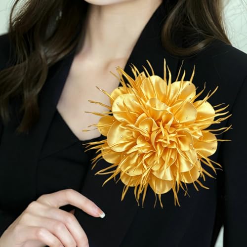 Broche de flores de plumas WCRAZYE ramillete multicolor para vestido y sombrero de fiesta 2