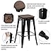 Yaheetech 26inch barstools Set of 4 Counter Height Metal Bar Stools, Indoor Outdoor Stackable Bartool Industrial with Wood Seat 331Lb, Black