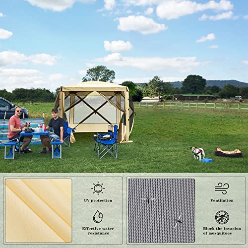 Image of MASTERCANOPY 6x6 Portable Screen House Room Pop up Gazebo Outdoor Camping Tent with Carry Bag (6x6,Beige)