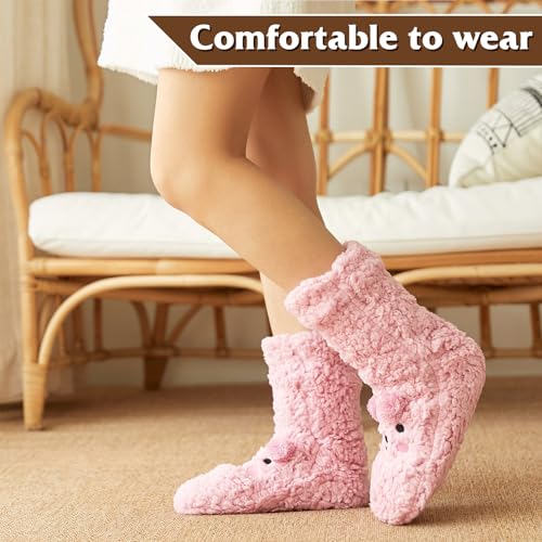 Image of Evankin Fuzzy Socks for Women Slipper Socks Fluffy Cute Animal Indoor | Fuzzy Socks for Women Slipper Socks,Fluffy Cute Animal Indoor Non-slip Slipper ,Mid-calf-socks Comfy Winter Gifts